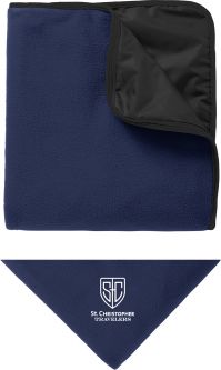 Fleece & Poly Travel Blanket, Navy/Black